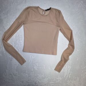 ZARA WOMAN COMBINATION TULLE TOP SIZE XS‎ LIGHT BEIGE
